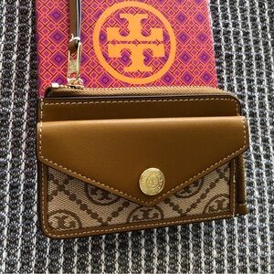 Tory Burch Brown and Tan Card Holder